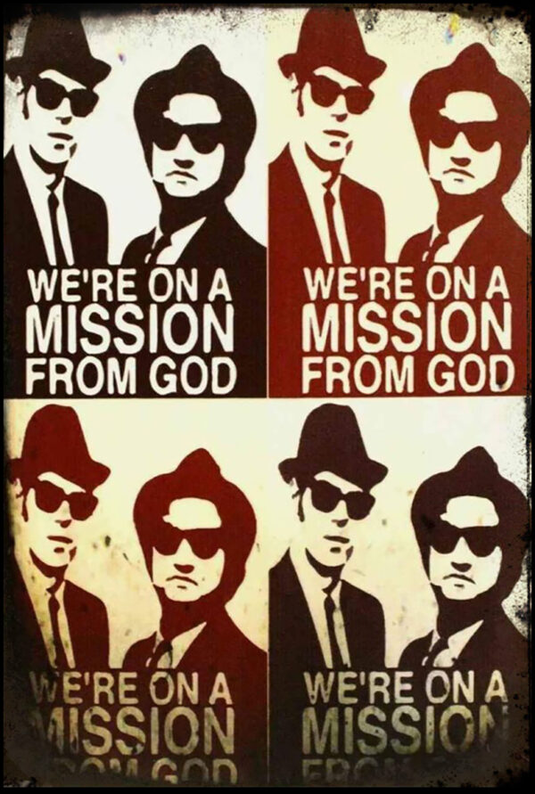 Blues Brothers Art On a Mission from God Silhouette Metal Sign