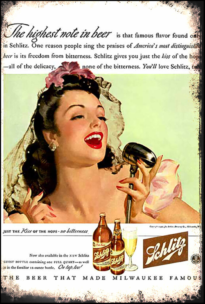 Gil Elvgren 1942 Woman Singer Schlitz Beer Ad Metal Sign – Signs for ...