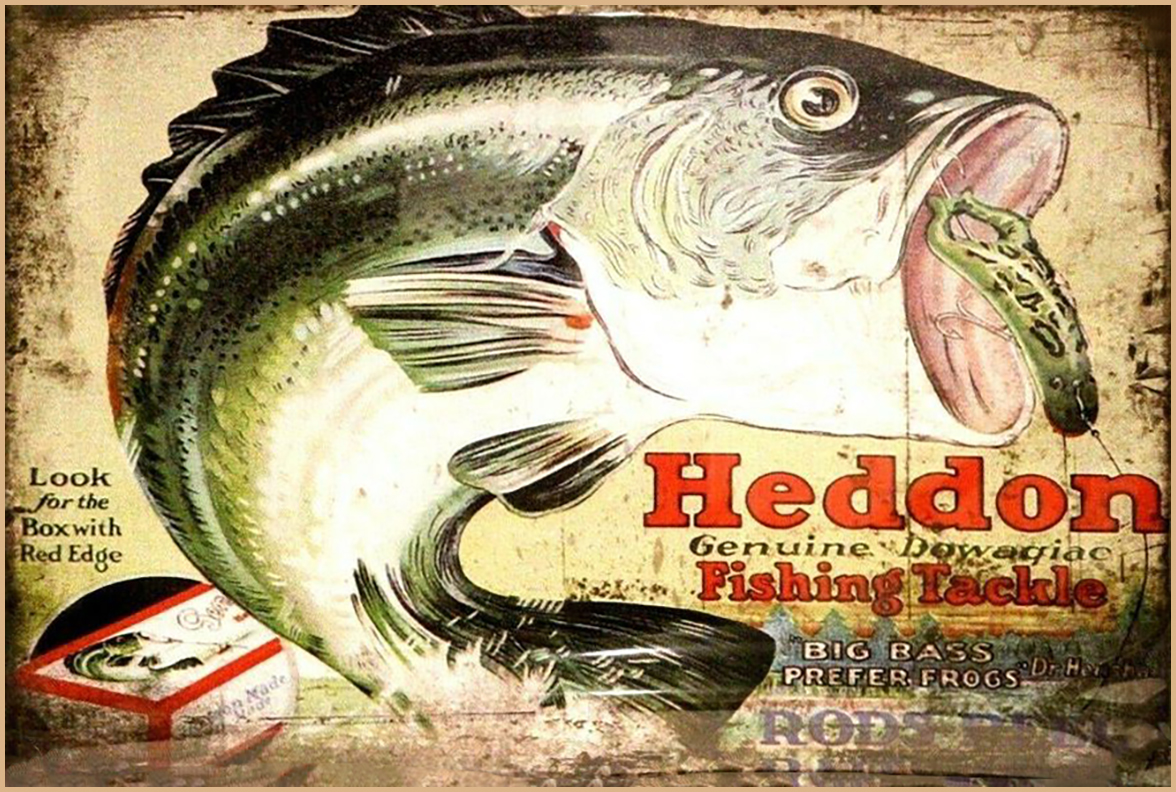 Vintage Style Heddon Fishing Tackle Sign – Signs for Mankind